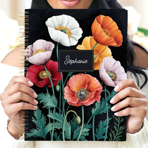 Elegante Mohn Blumen Custom Name Planer