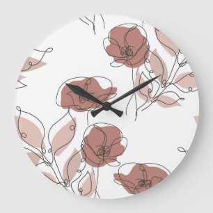 Elegante Mohnblumen-Blume Nahtloses Muster Große Wanduhr