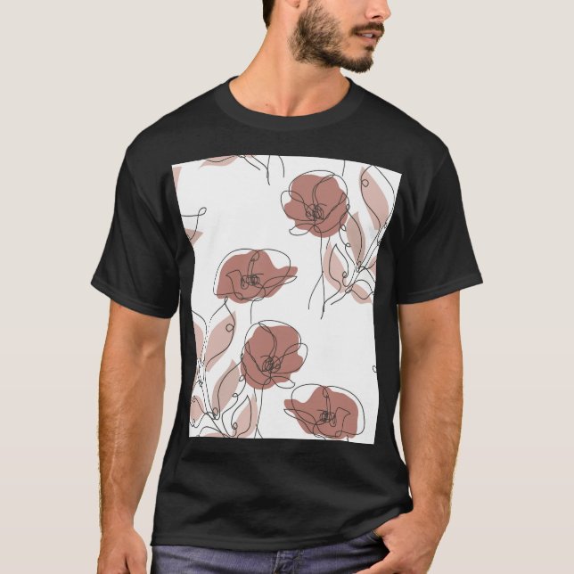 Elegante Mohnblumen-Blume Nahtloses Muster T-Shirt (Vorderseite)