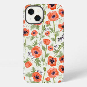 Elegante Mohnblumen Orangefarbenes Blumenmuster iPhone 13 Hülle