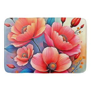 Elegante Mohnblumen: Strahlende Naturkunst Badematte