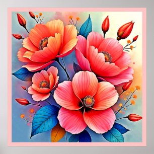 Elegante Mohnblumen: Strahlende Naturkunst Poster