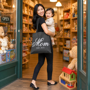 Elegante Mom Established Year Weiße Schrift