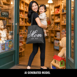 Elegante Mom Established Year Weiße Schrift