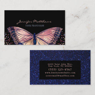 Elegante Monarch Butterfly Glitzer Business Card Visitenkarte