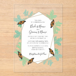 Elegante Monarch Butterfly Hochzeit Acryleinladungen