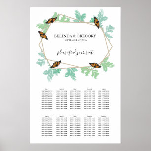 Elegante Monarch Butterfly Hochzeitstabelle Poster