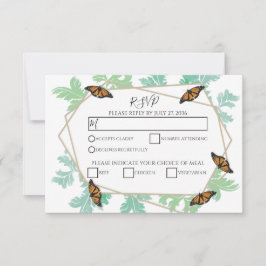 Elegante Monarch Butterfly Wedding RSVP Karten