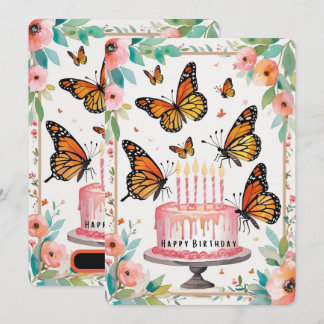 Elegante Monarch & Cake Geburtstagskarte