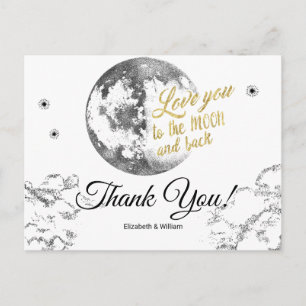 Elegante Mond Sterne Halbmond Hochzeit Danke Postkarte