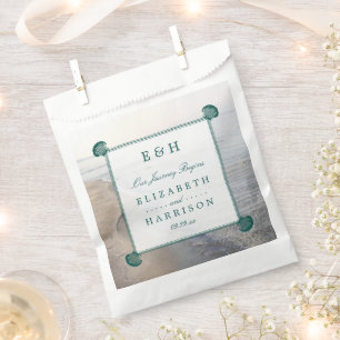 Elegante Mongram & Aquamarin Scallop Beach Hochzei Geschenktütchen