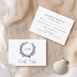 Elegante Mongram Beach Wedding RSVP Karte