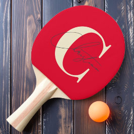 Elegante Mongram Cherry aus der Mitte des Jahrhund Tischtennis Schläger