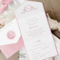 Elegante Mongram und Dusty Rose Wasserfarbenhochze