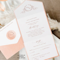 Elegante Mongram und Peach Wassercolor Hochzeit