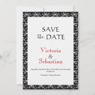Elegante monochrome barocke gotische Hochzeit Save The Date