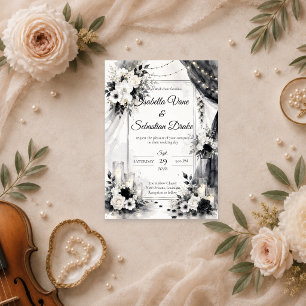 Elegante monochrome Hochzeit Einladung