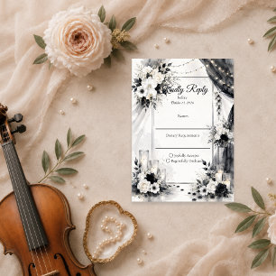 Elegante monochrome Hochzeit RSVP Karte