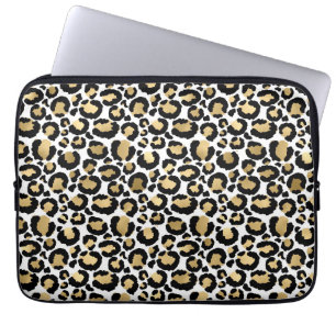 Elegante monochrome Leopardenflecken wilde Glamour Laptopschutzhülle