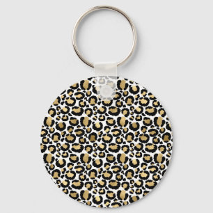 Elegante monochrome Leopardenflecken wilde Glamour Schlüsselanhänger