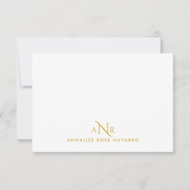 Elegante Monogram 3 Erstname Gold Note Card Mitteilungskarte (Vorderseite)
