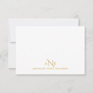 Elegante Monogram 3 Erstname Gold Note Card Mitteilungskarte