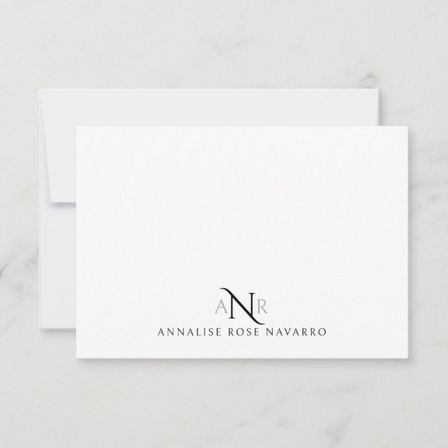 Elegante Monogram 3 Erstname Note Card Mitteilungskarte (Vorderseite)