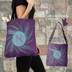 Elegante Monogram Abstrakt Spiral Lila Aquamarin