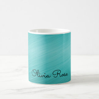 Elegante Monogram Aquamariner Aqua-Skriptname Kaffeetasse