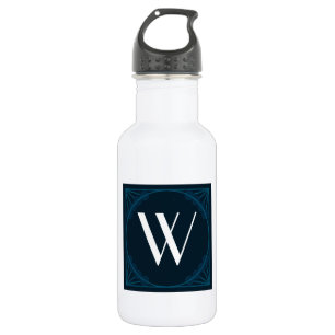 Elegante Monogram auf einem Blue Art Deco Square Trinkflasche