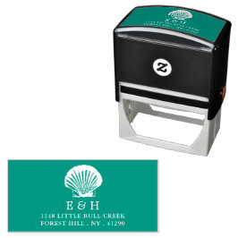 Elegante Monogram & Beach Scallop Permastempel