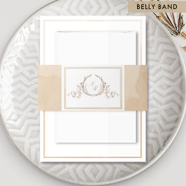 Elegante Monogram Beige Cream Watercolor Hochzeit Einladungsbanderole