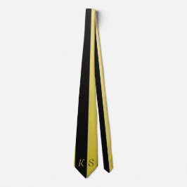Elegante Monogram Black and Gold Stripe Men's Krawatte