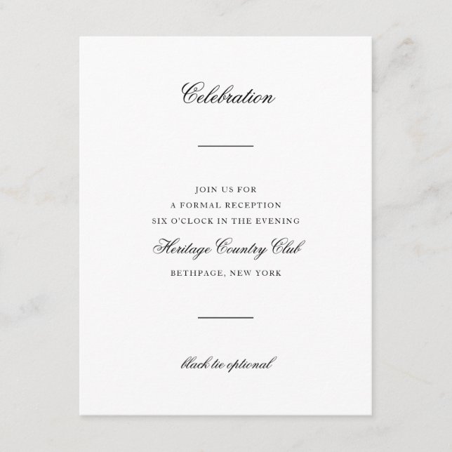 Elegante Monogram Black and White Script Wedding Begleitkarte (Vorderseite)