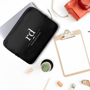 Elegante Monogram Black and White Trauzeugen Gift Laptopschutzhülle