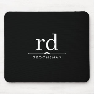 Elegante Monogram Black and White Trauzeugen Gift Mousepad
