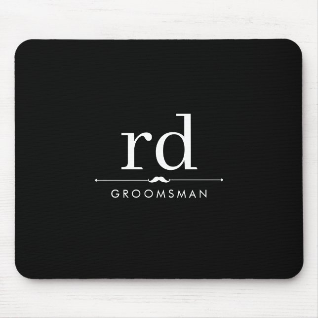 Elegante Monogram Black and White Trauzeugen Gift Mousepad (Vorne)