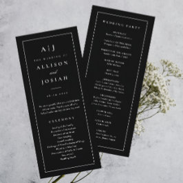 Elegante Monogram Black and White Wedding Programm