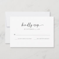 Elegante Monogram Black and White Wedding RSVP Car
