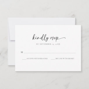 Elegante Monogram Black and White Wedding RSVP Car Dankeskarte