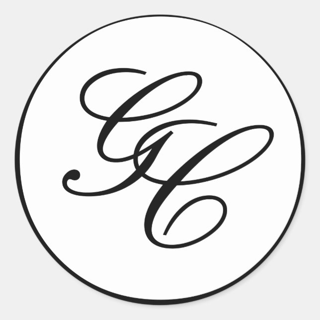Elegante Monogram Black and White Wedding Sticker (Vorderseite)