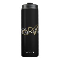 Elegante Monogram Black Gold Chic Script Name Ther
