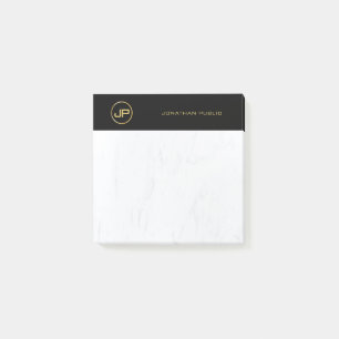 Elegante Monogram Black Gold Marmor Einfache Moder Post-it Klebezettel