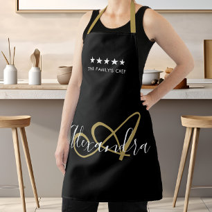 Elegante Monogram Black Gold Script Bester Koch Na Schürze