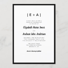Elegante Monogram Black Modern Bold Wedding Einladung