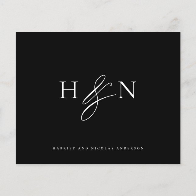 Elegante Monogram Black Wedding Dankeschön Card (Vorderseite)