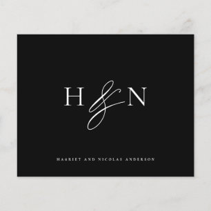Elegante Monogram Black Wedding Dankeschön Card