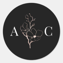 Elegante Monogram Black Wedding Umschlag Aufkleber