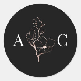Elegante Monogram Black Wedding Umschlag Aufkleber