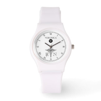 Elegante Monogram Black|White Face Nurse Watch Armbanduhr